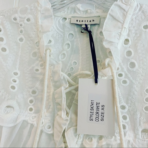 Stellah white eyelet top SIZE XS - Picture 3 of 9